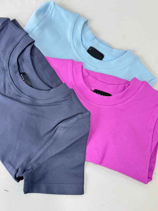 Short Sleeve Basic (Magenta, Steel Blue & Baby Blue)