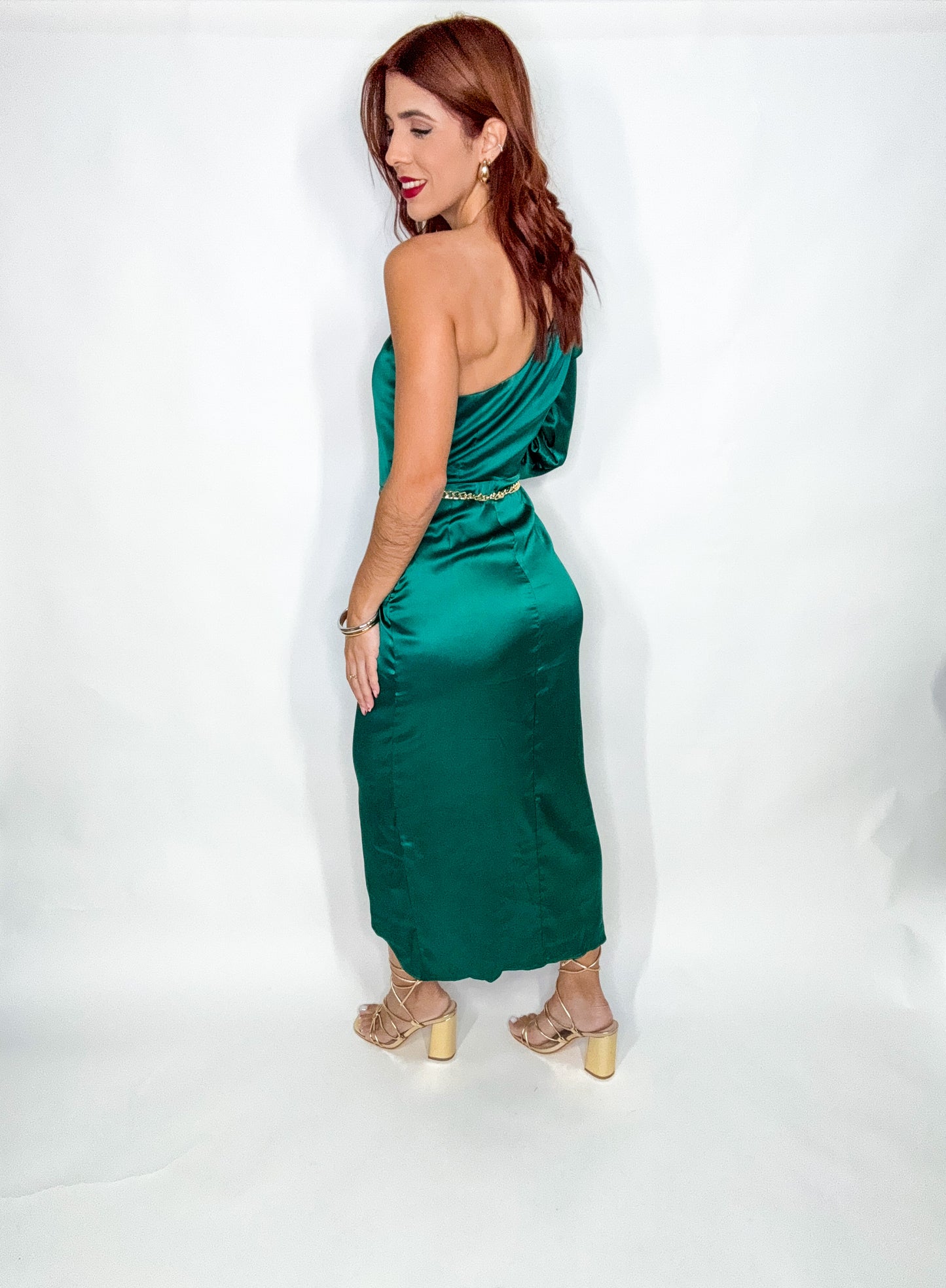 “Kathia” Emerald Midi Dress