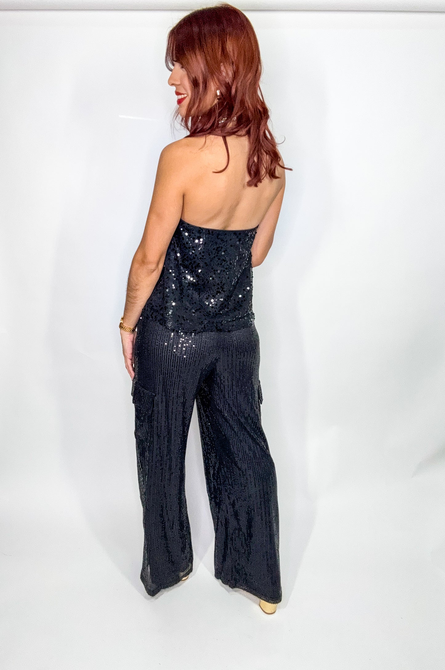 “Lorena” Black/Black Sequin Pant