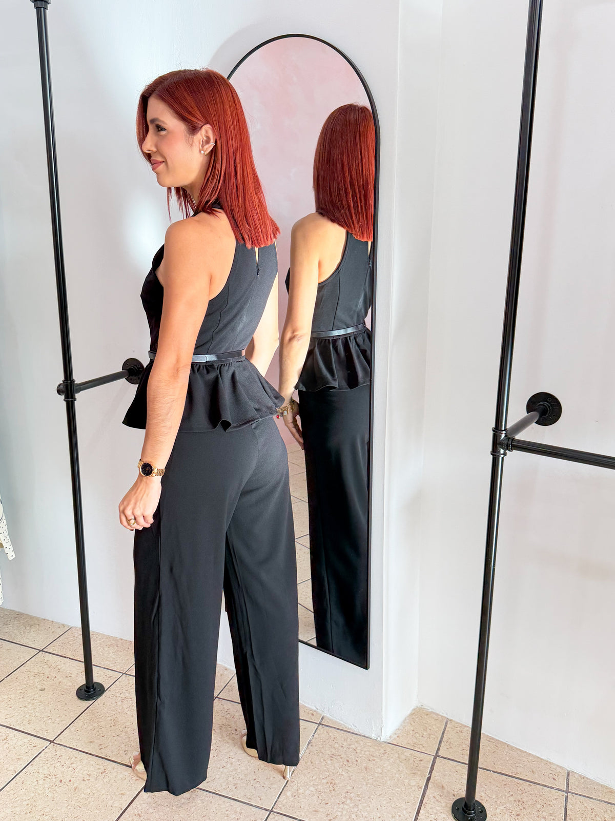 “Paola” Black Belted Jumpsuit