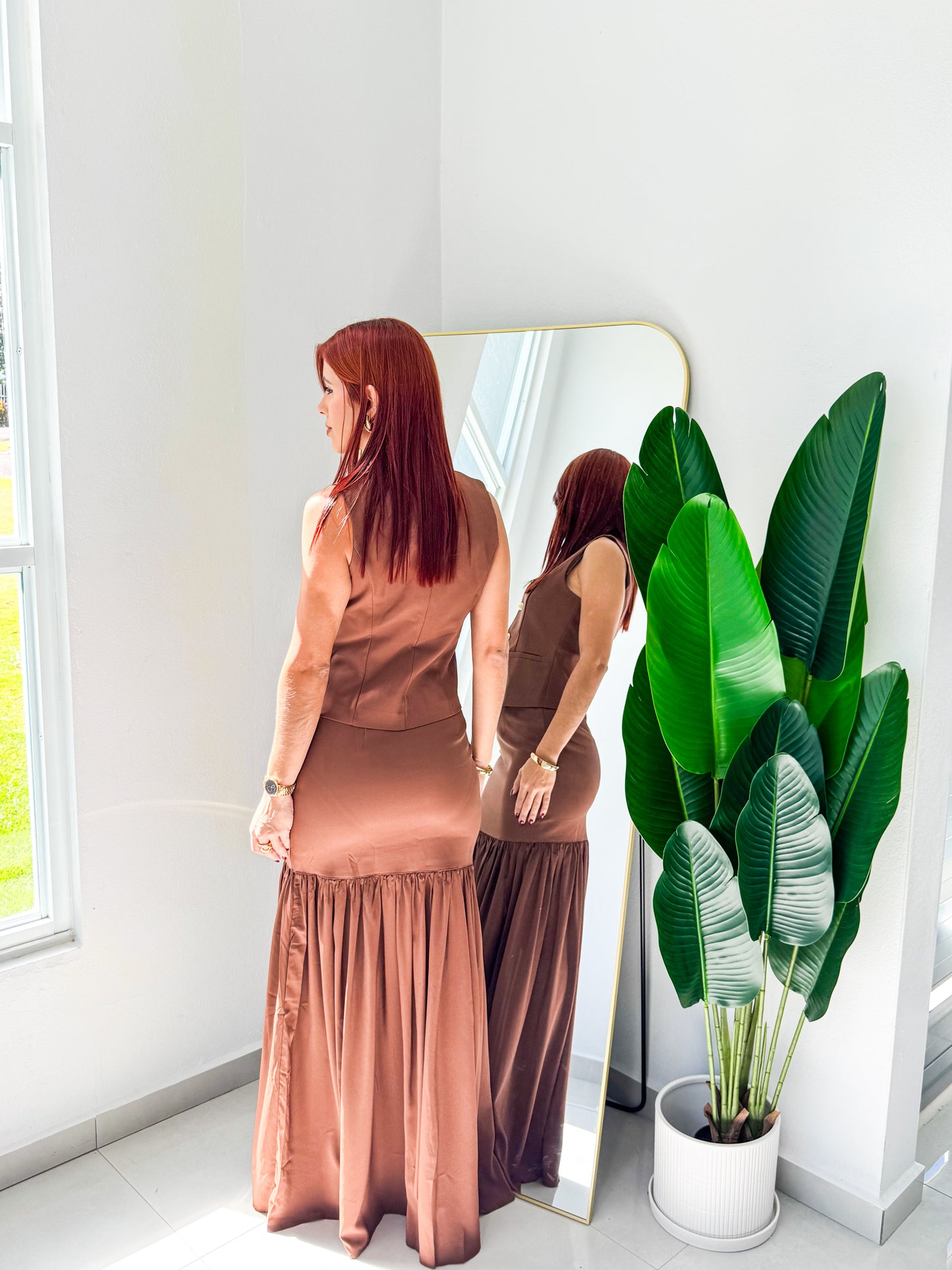 “Aurora” Brown Skirt Set