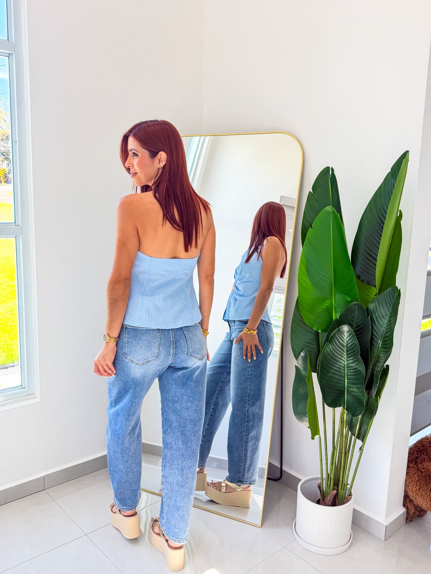 “Gabriela” Blue Halter Top