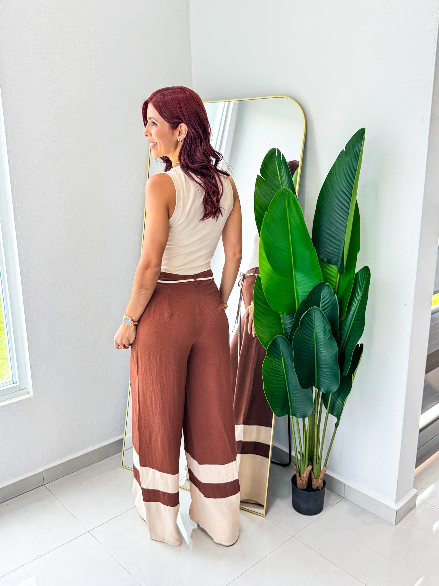 “Ariana” Brown Beige Palazo