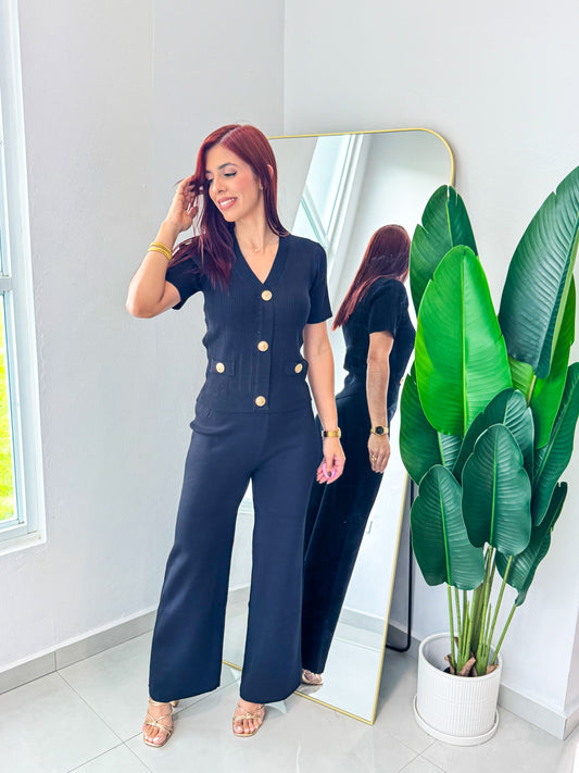 “Amneris” Black Knit Set