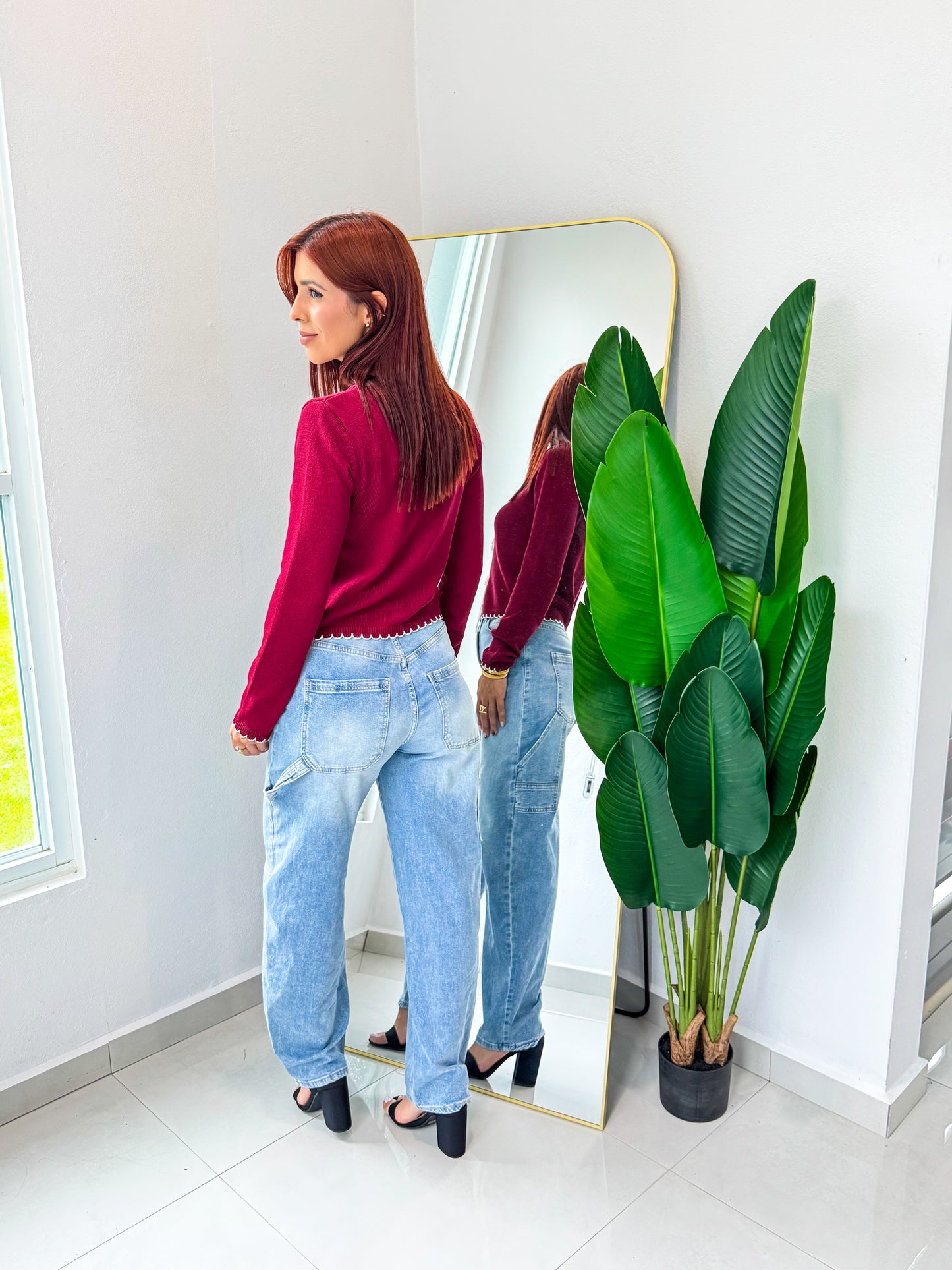 “Coralys” Wine Sweater Top