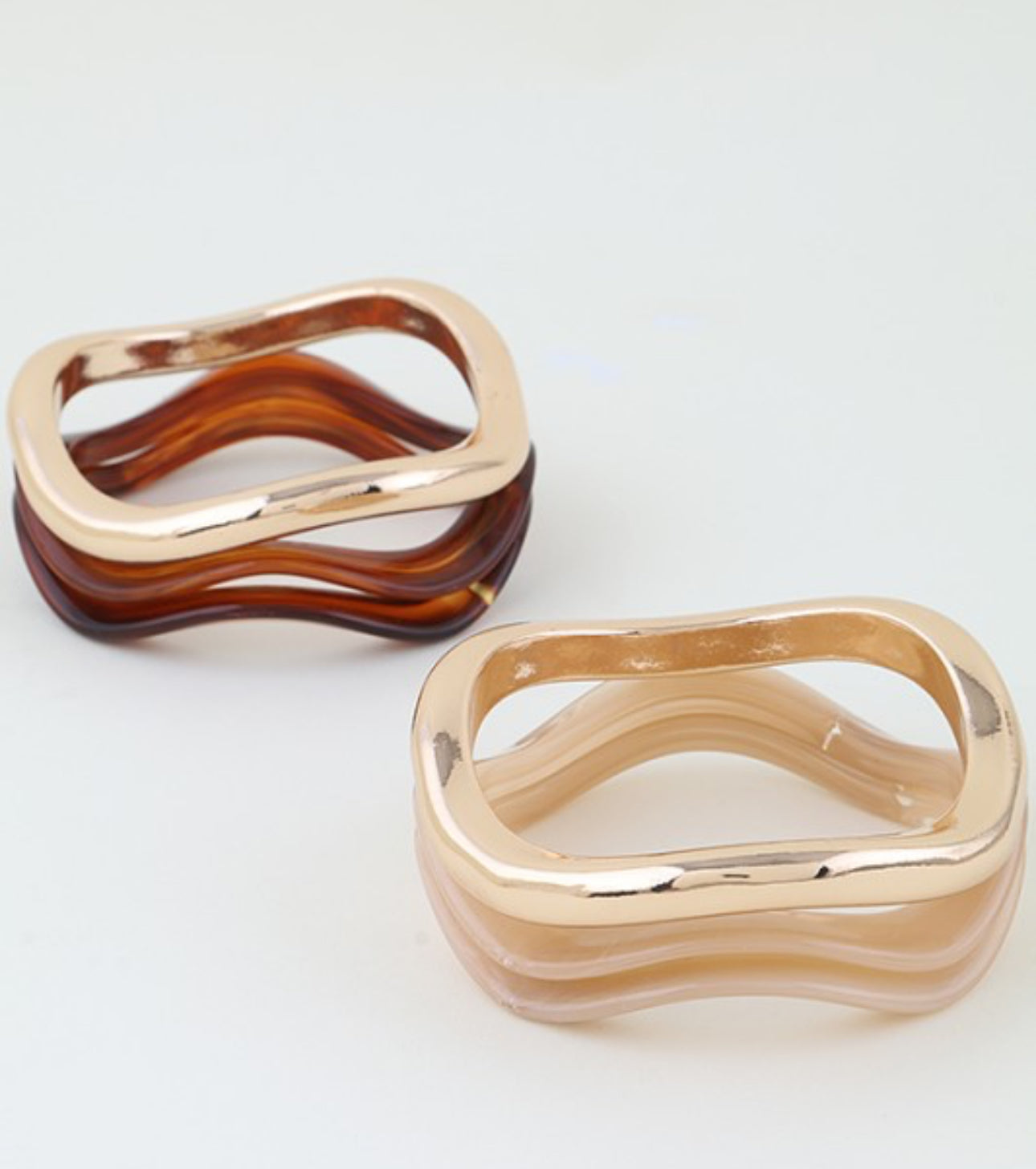Wavy Cuff Bracelet (Gold Brown & Gold Beige)