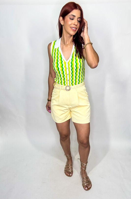 “Karina” Yellow Belted Short
