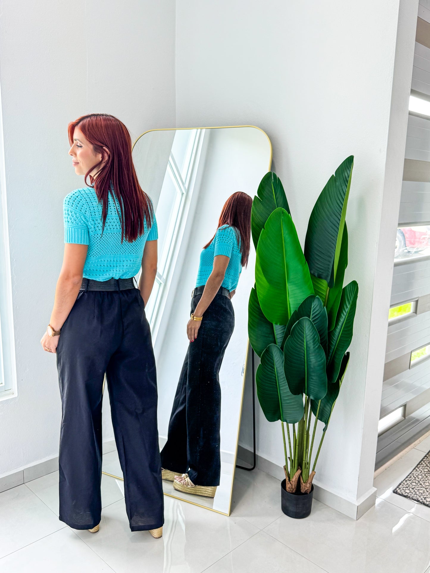 “Desiree” Black Belted Pant