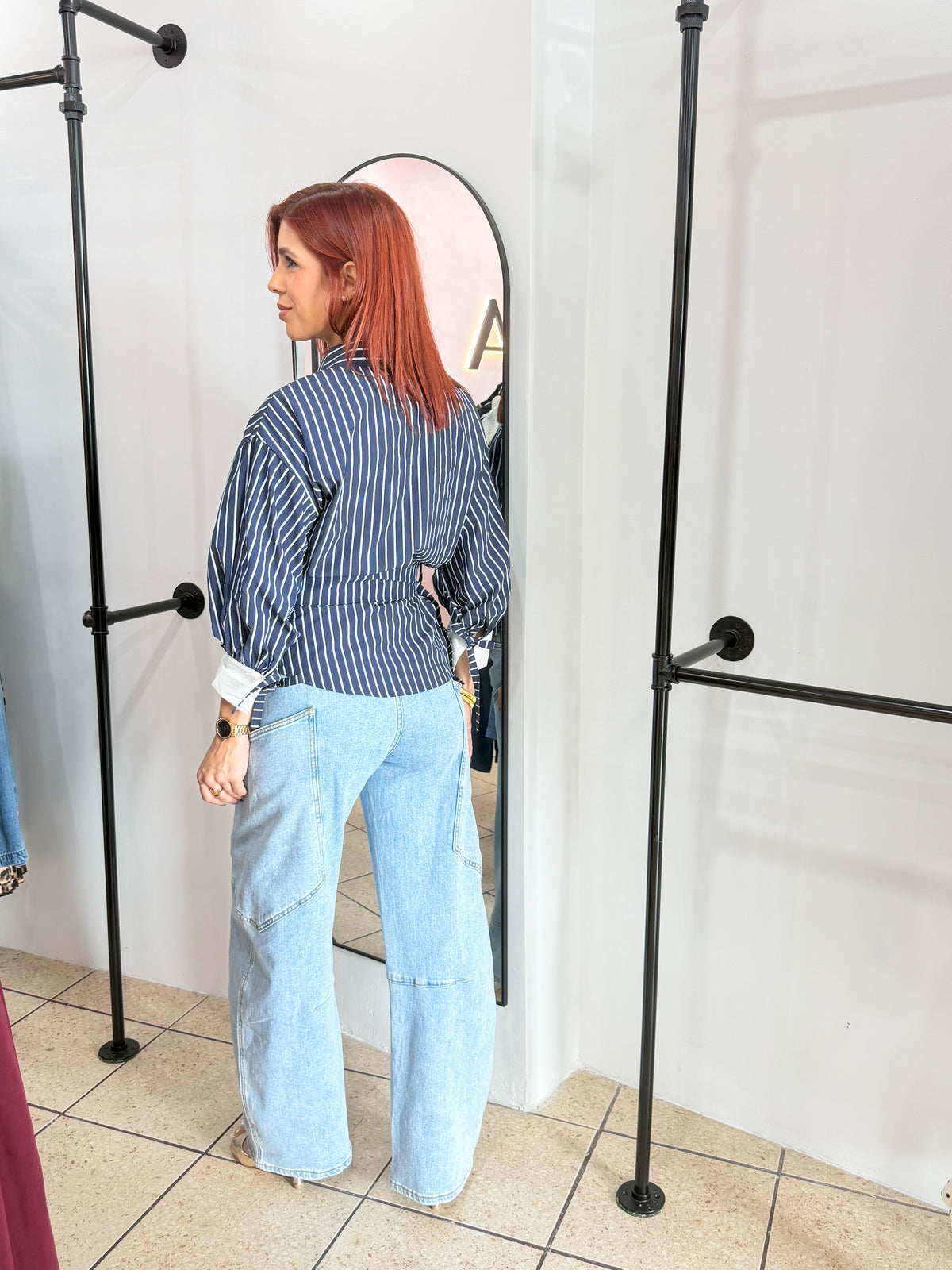 “Glenda” Light Denim Barrel Jean