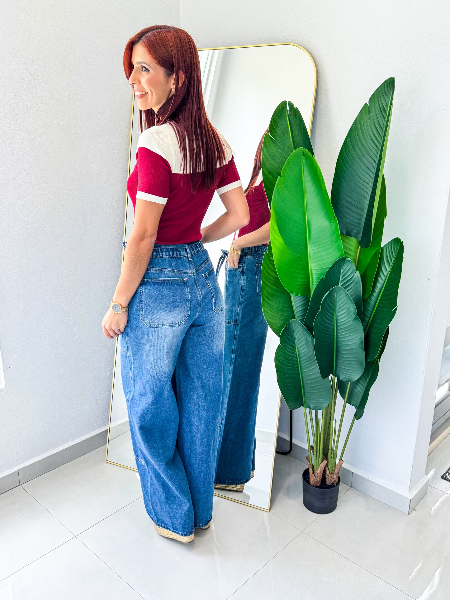 “Grace” Wide Leg Jean (Medium Denim)