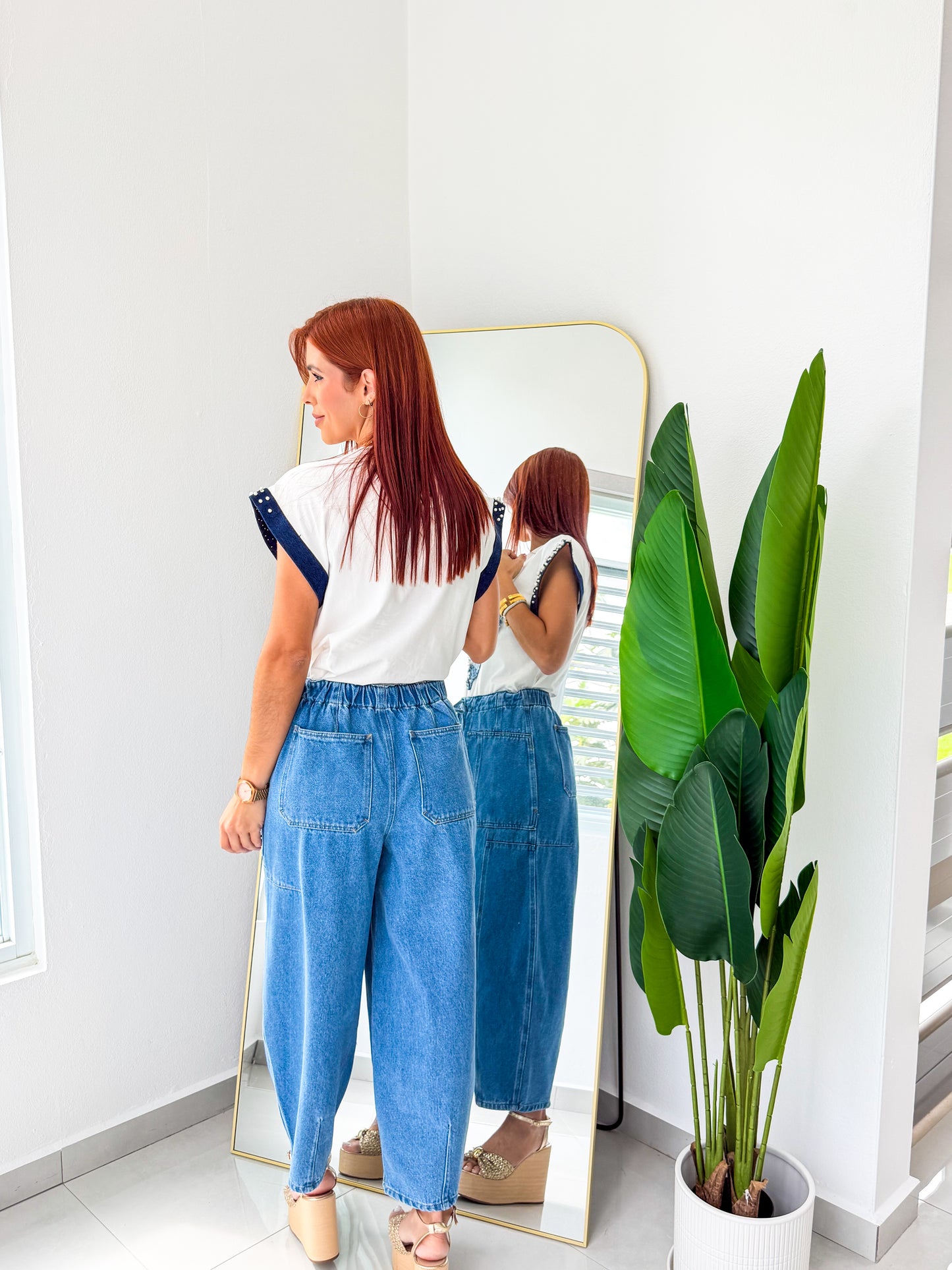 “Lourdes” Heart Denim Top