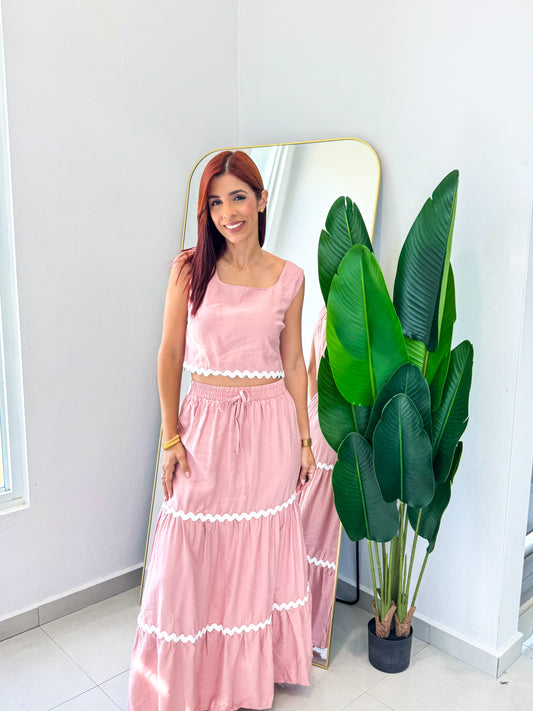 “Cristal” Mauve Skirt Set