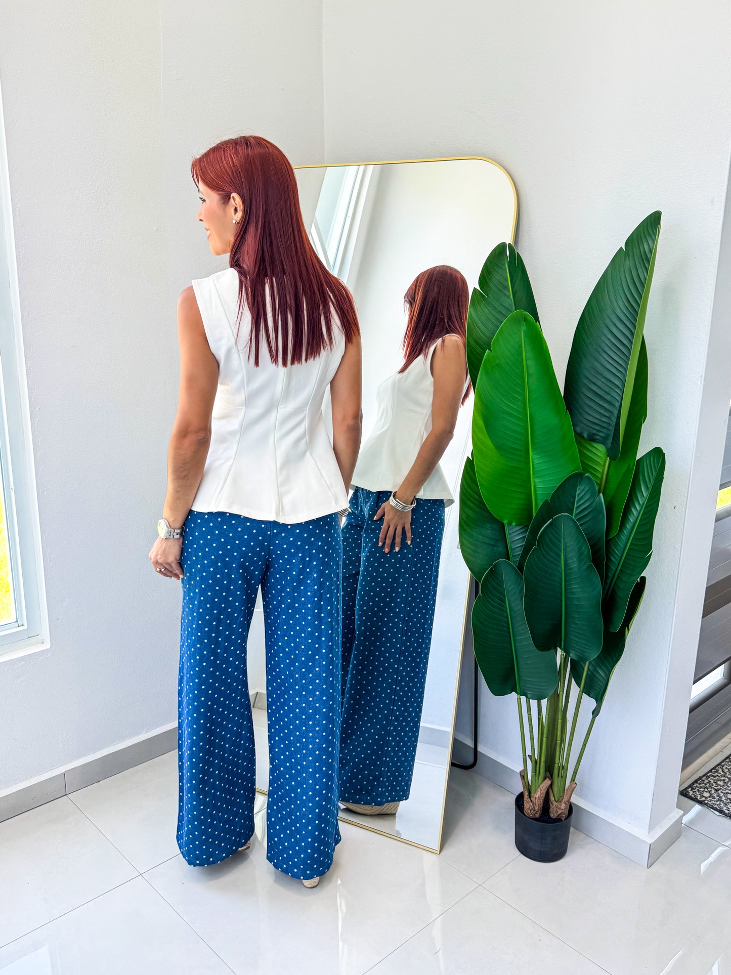 “Ashley” White Peplum Top