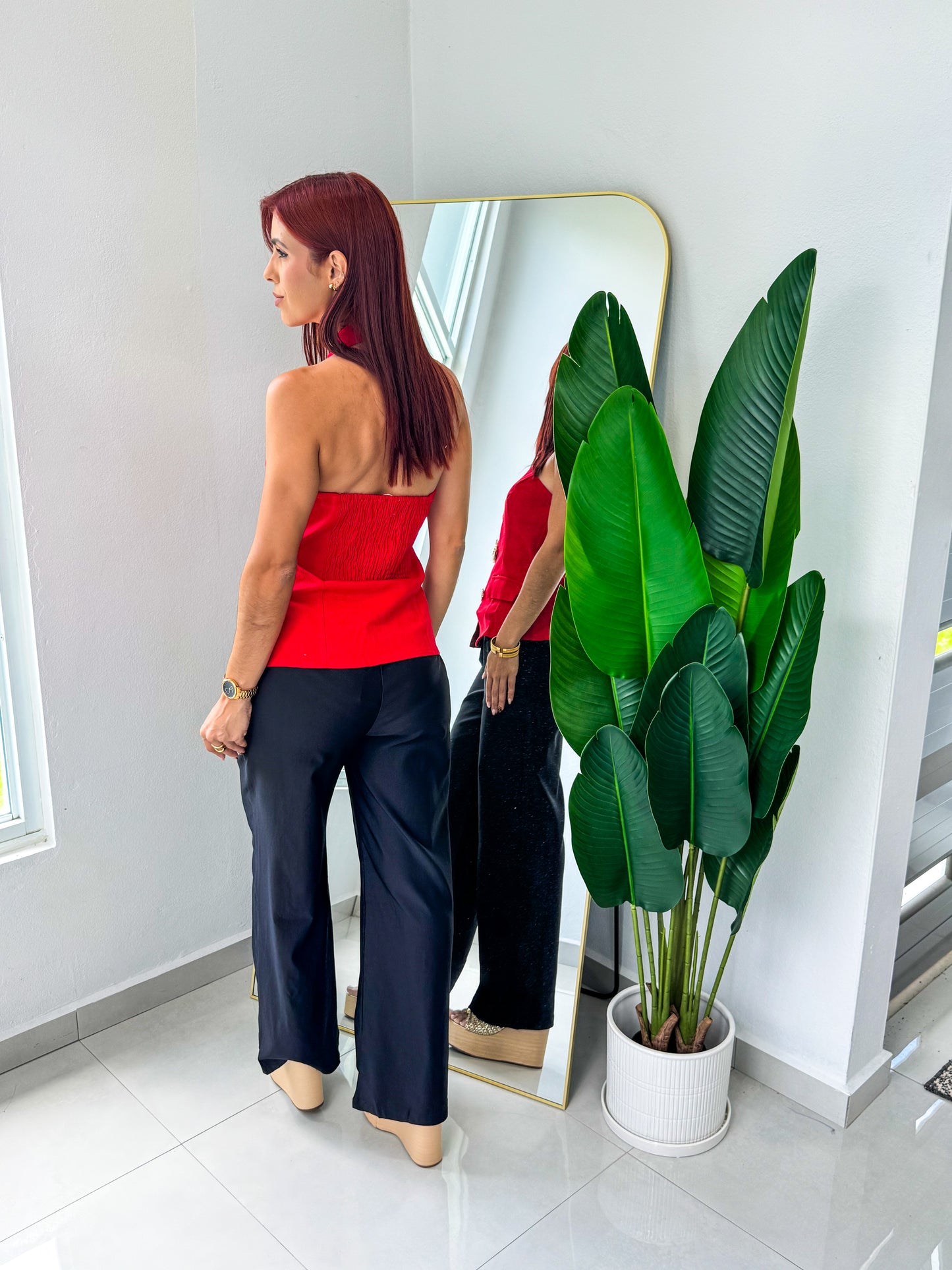 “Arlene” Black Belted Pant