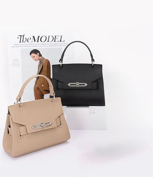 Faux Leather Black & Beige Bag