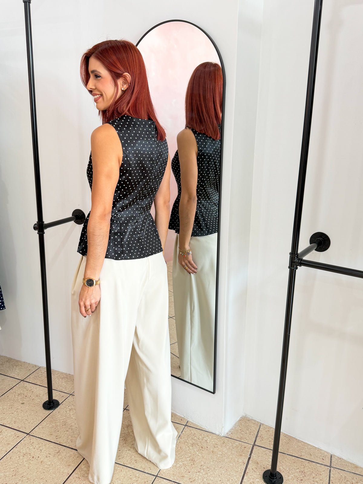 “Karina” Polka Dots Peplum Top
