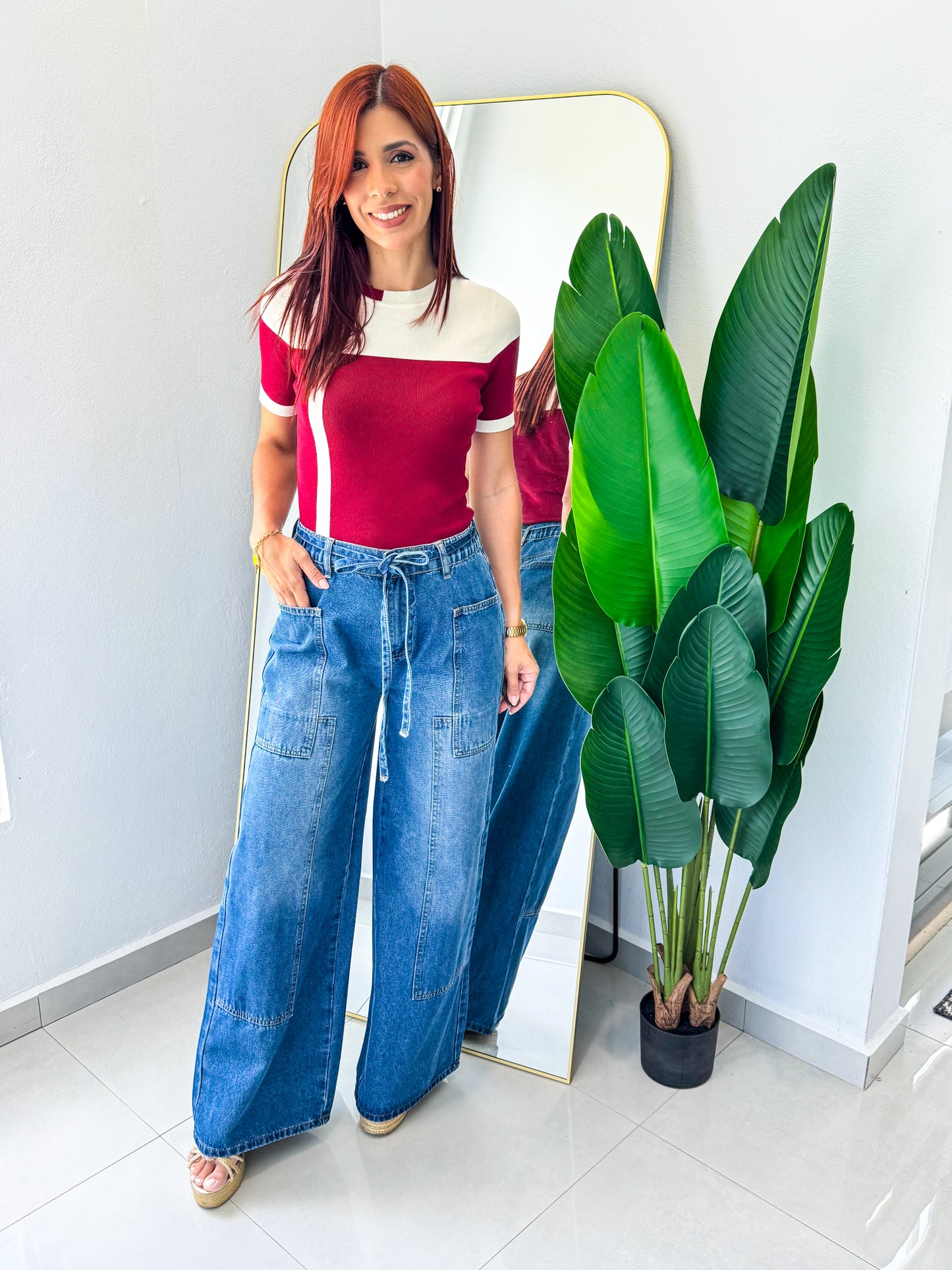 “Grace” Wide Leg Jean (Medium Denim)