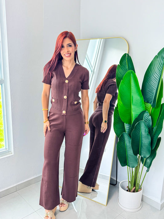 “Amneris” Brown Knit Set