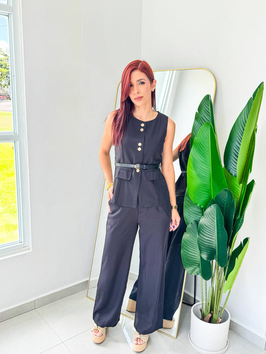 “Ariana” Black Vest Set
