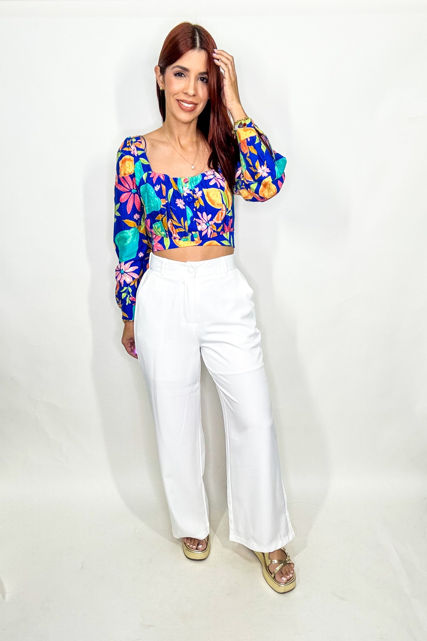 “Janette” White Belted Pant