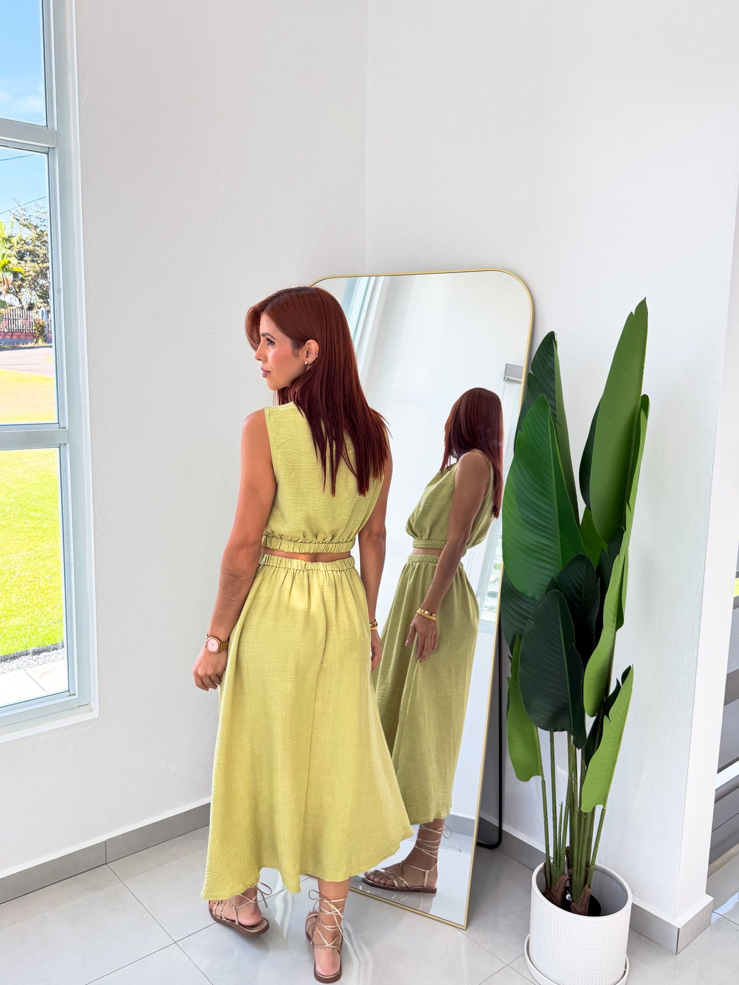 “Claudia” Green Skirt Set