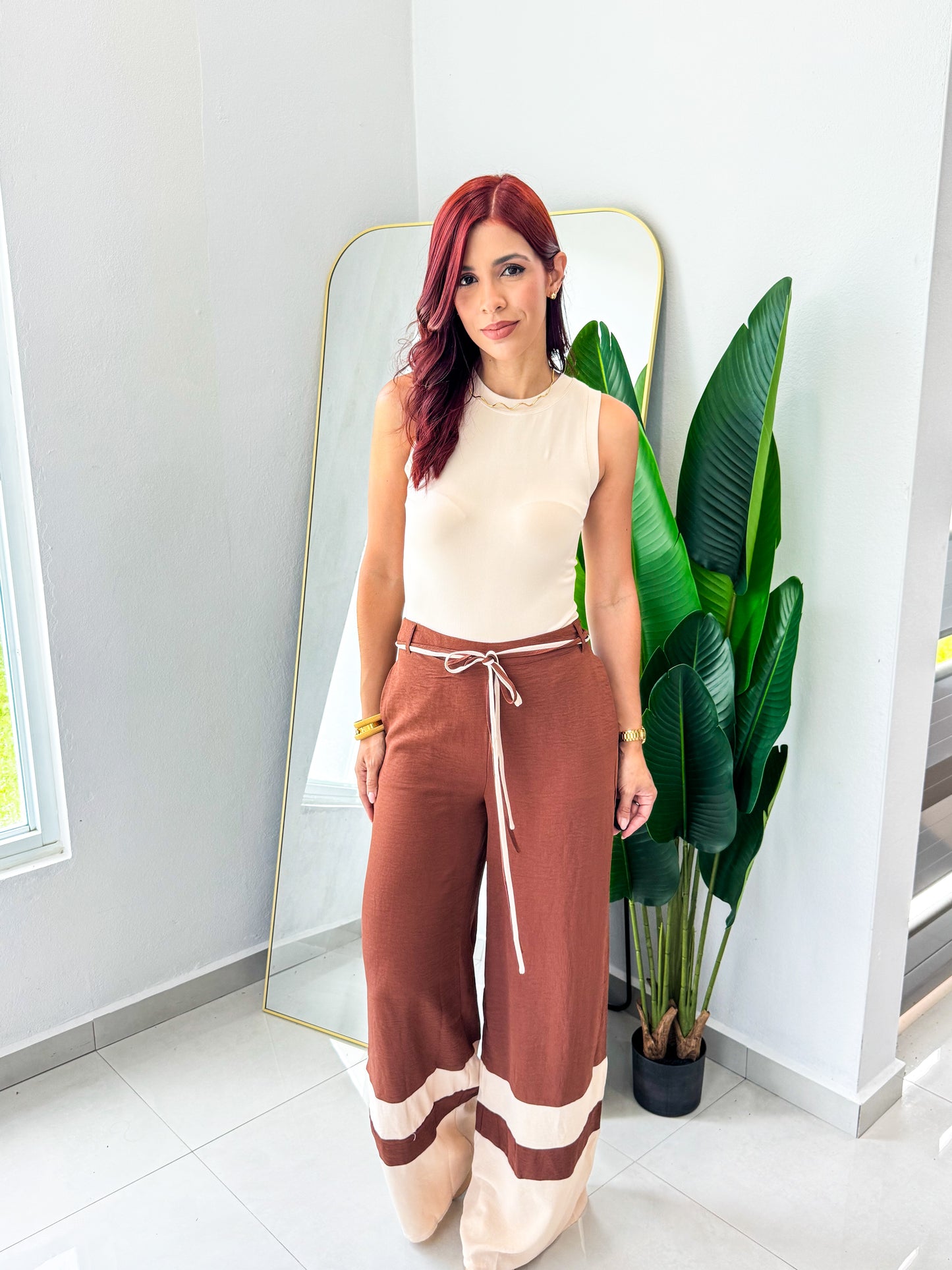 “Ariana” Brown Beige Palazo