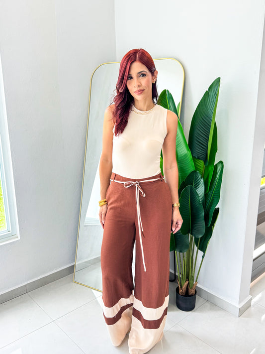 “Ariana” Brown Beige Palazo