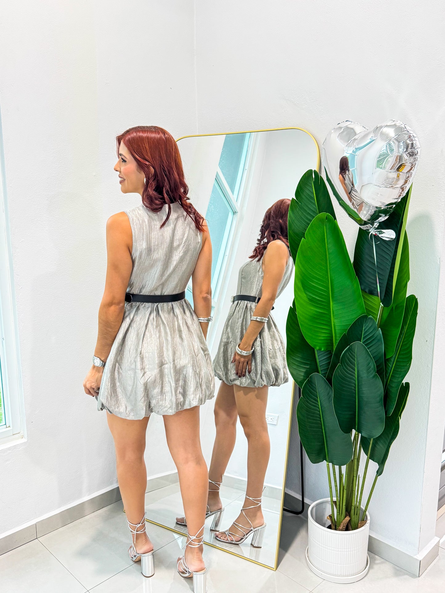 “Samantha” Silver Bubble Dress