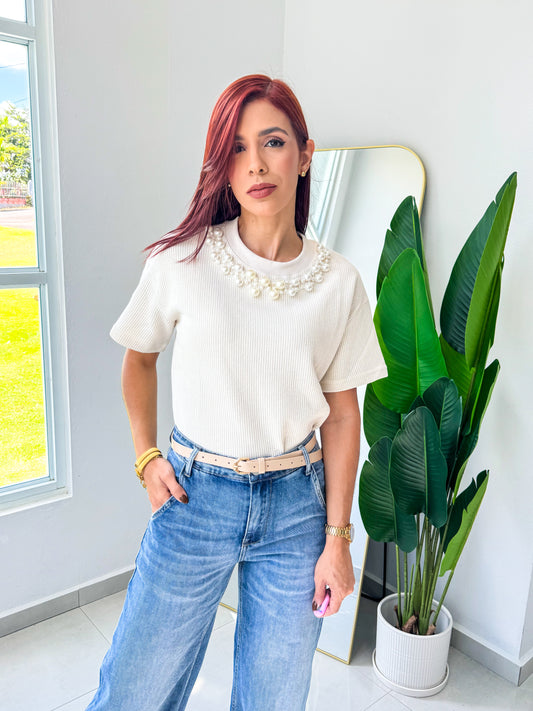 “Perla” Cream Top