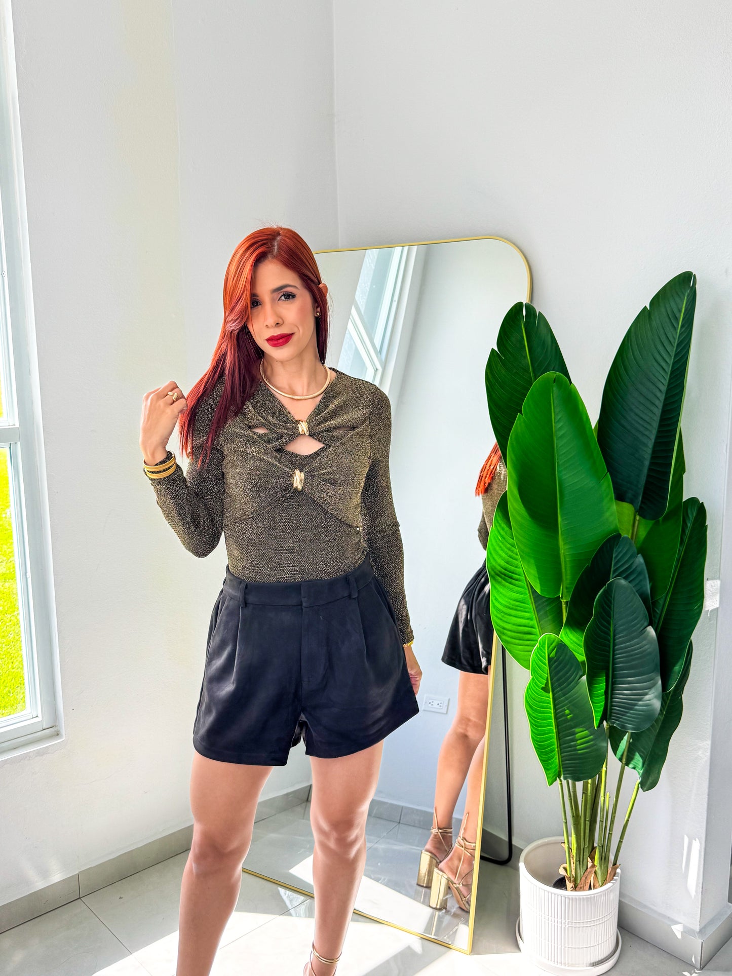 “Arlene” Gold Lurex Top (Holiday)