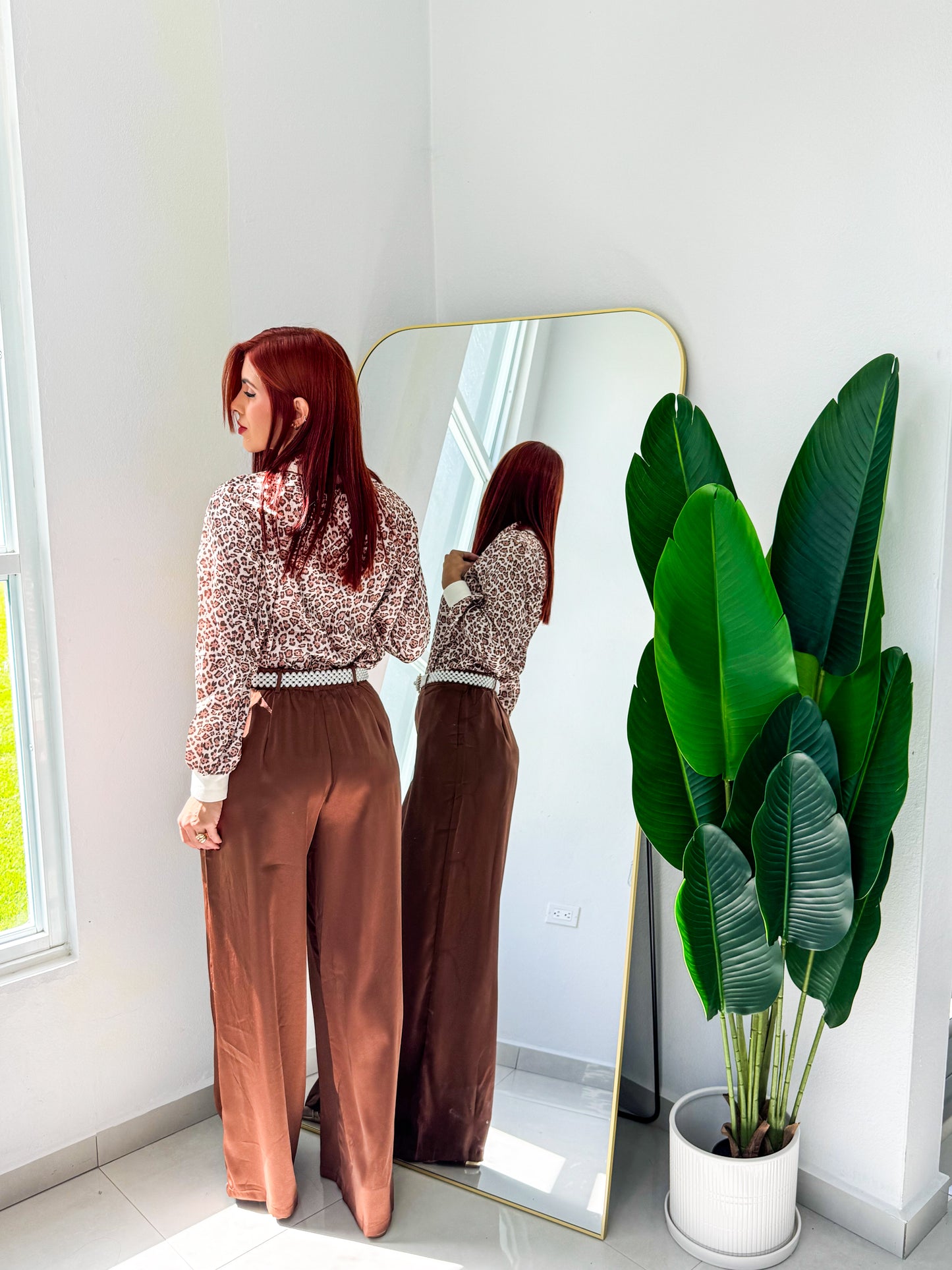 “Lisa” Chocolate Belted Pant