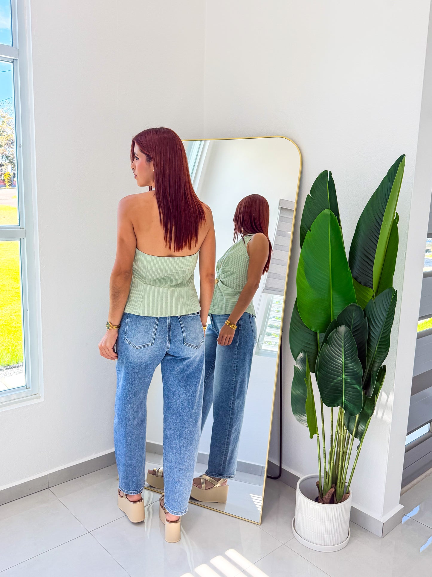 “Gabriela” Green Halter Top