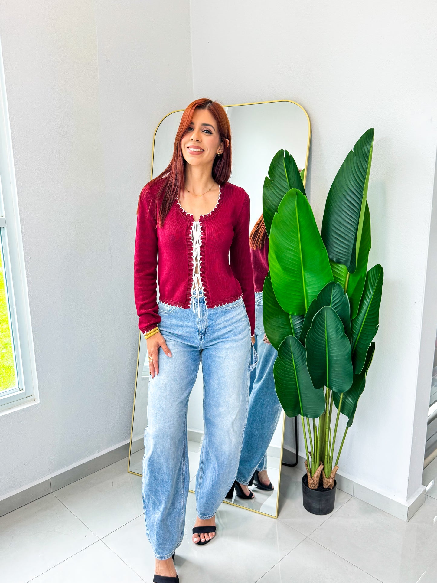 “Coralys” Wine Sweater Top