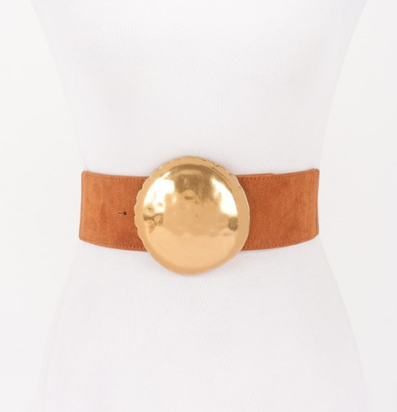 Metal Buckle Elastic Belt (Black & Camel)