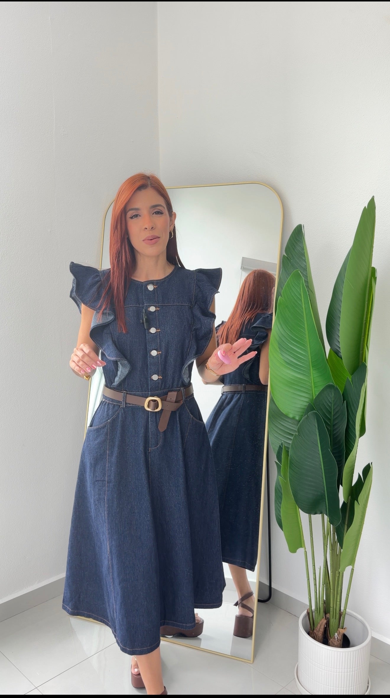 “Mia” Denim Midi Dress