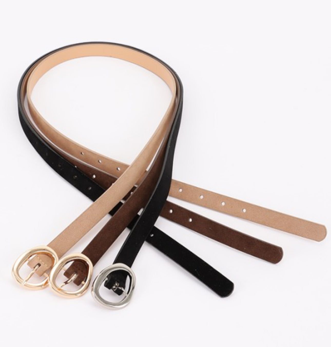 Trio Suede Belts (brown, taupe & black)