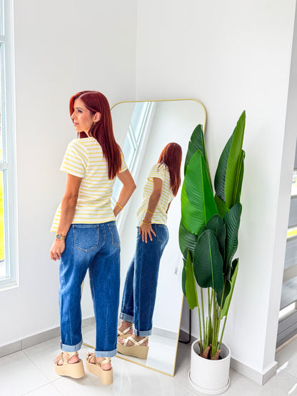 “Zenaida” Yellow Stripe Top