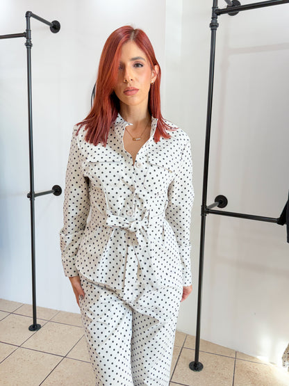 “Keila” Beige Polka Dots Set