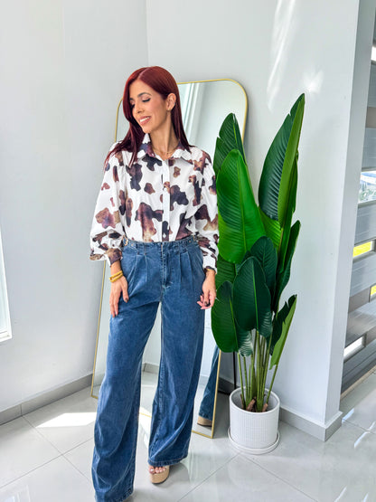 “Karina” Cow Print Top