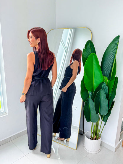 “Edny” Black Vest Set