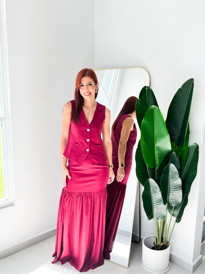 “Aurora” Wine Skirt Set