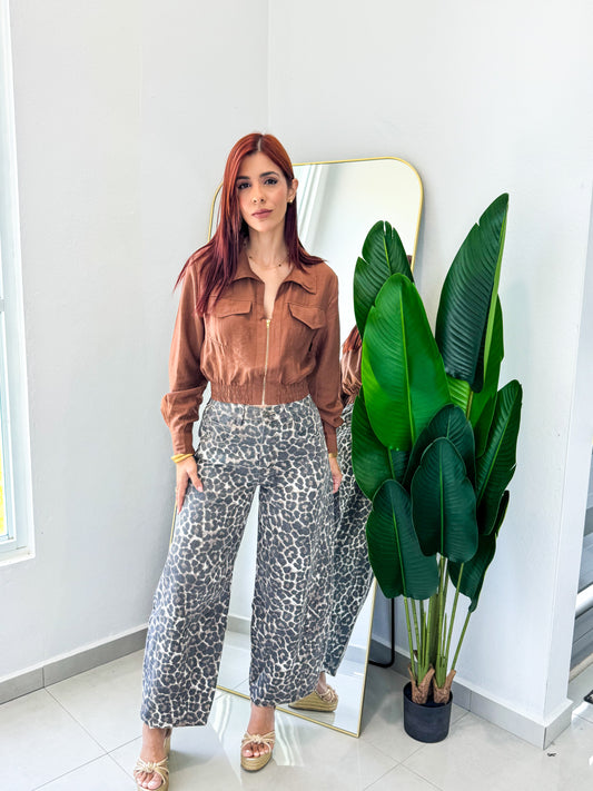 “Camila” Leopard Barrel Jean