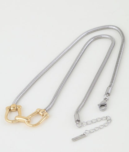 Horseshoe Snake Gold & Silver Necklace