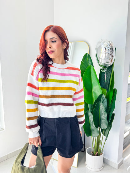 “Miranda” Stripe Vibrant Sweater