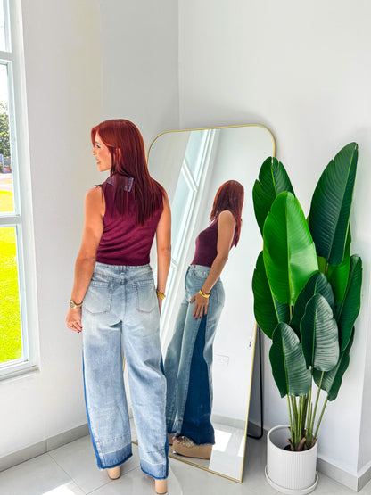 “Tatiana” 2 Tones High Waisted Jean