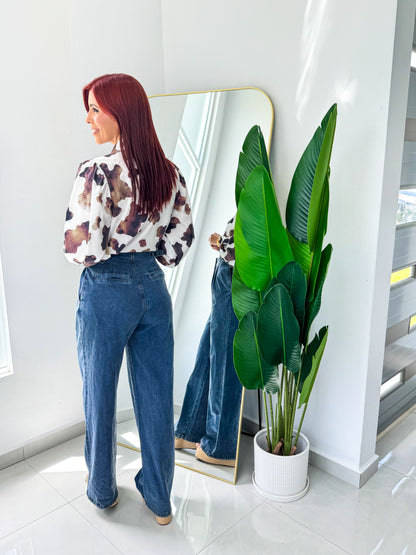 “Karina” Cow Print Top