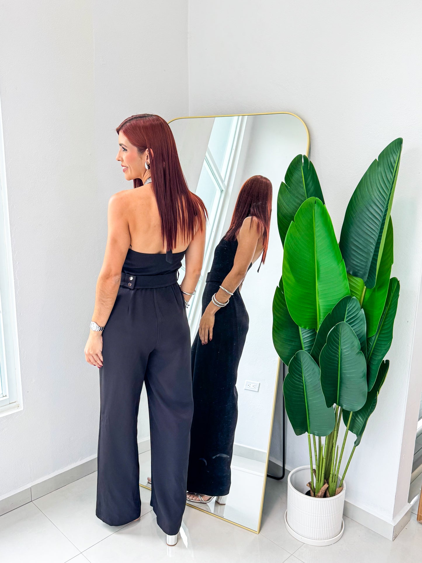 “Patricia” Embellished Black Jumpsuit
