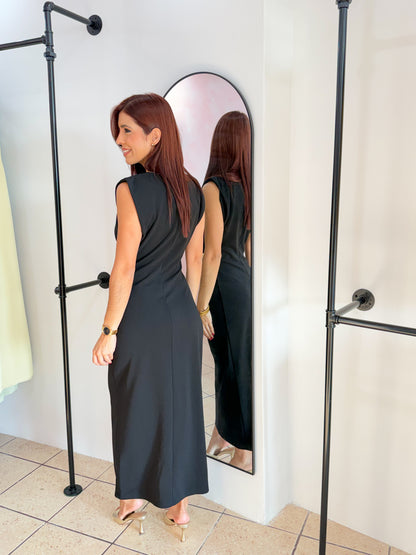 Black Gold Detail Maxi Dress