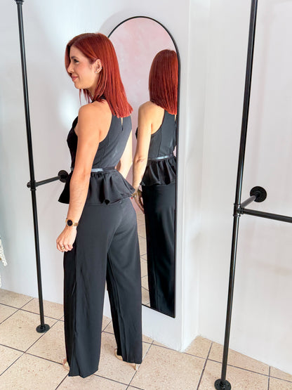 “Paola” Black Belted Jumpsuit