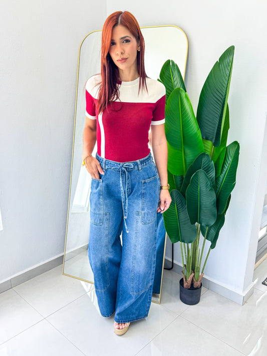 “Grace” Wide Leg Jean (Medium Denim)